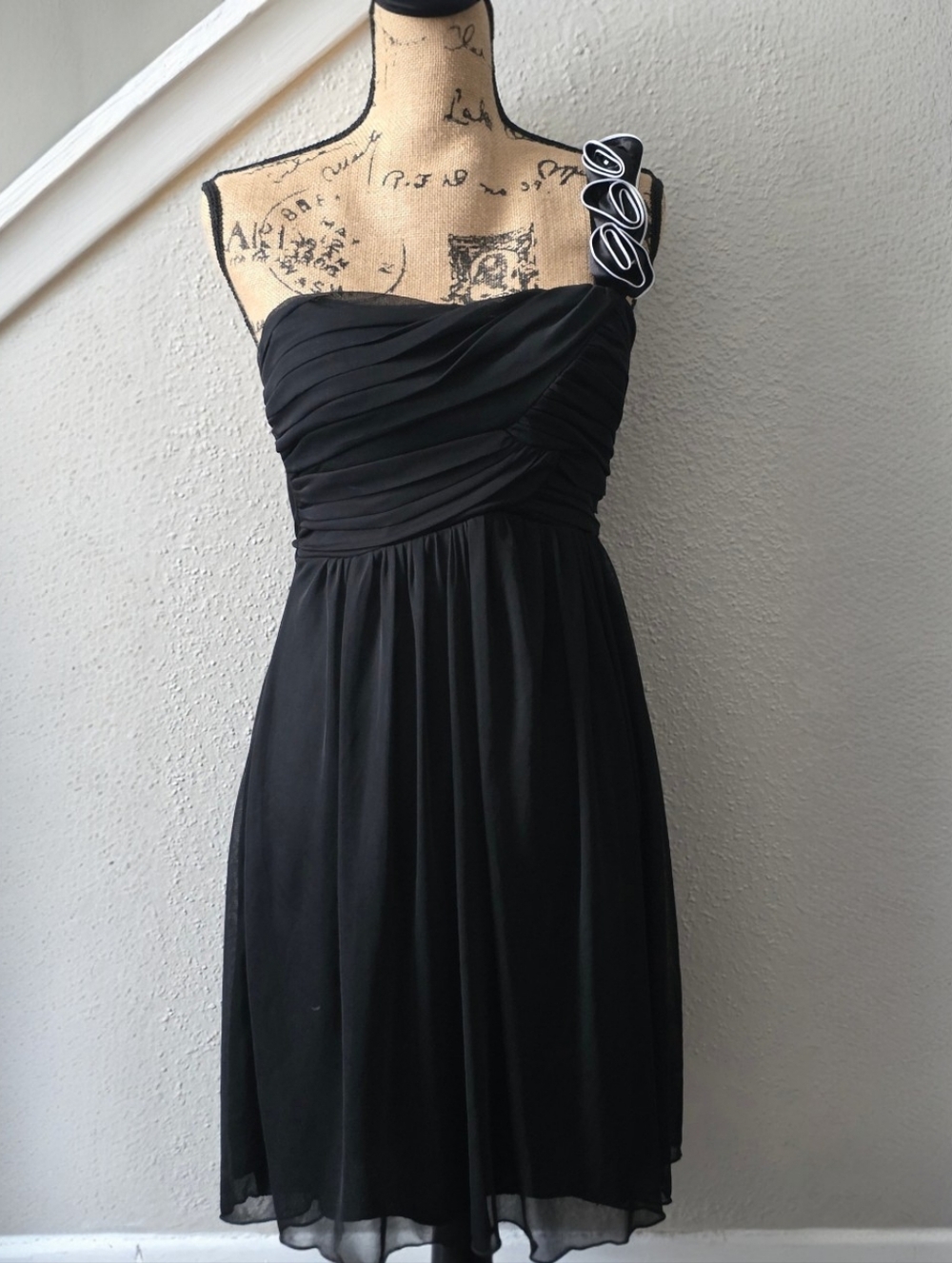 City Triangles Vintage Black One Shoulder Rosette Mini Dress Size M Y2K Coquette